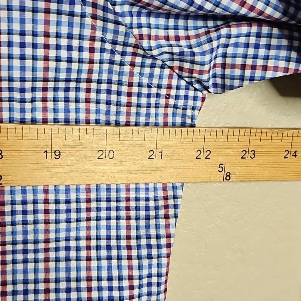 Ralph Lauren Polo Slim Fit Blue Red Plaid Casual Button Down Shirt Long Sleeve L